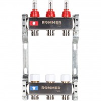 Коллектор из нерж. стали 1"x3/4" ROMMER с расходомерами 3 вых.