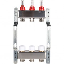 Коллектор из нерж. стали 1"x3/4" ROMMER с расходомерами 3 вых.