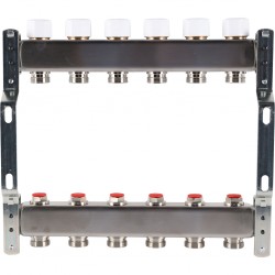 Коллектор из нерж. стали 1"x3/4" ROMMER без расходомеров 6 вых.